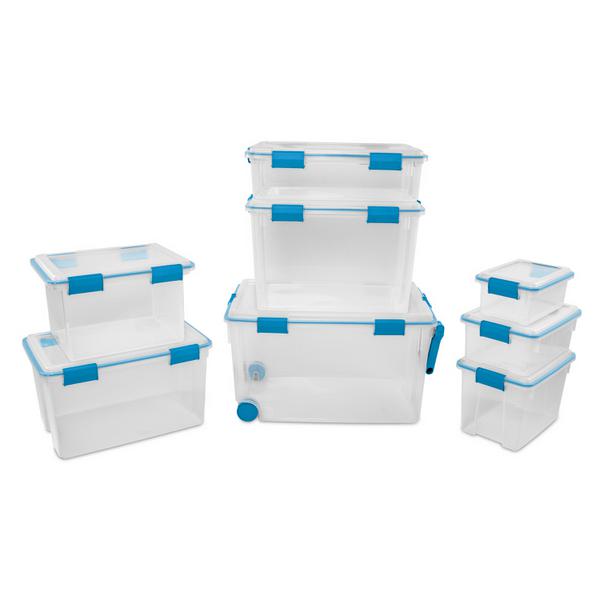 Sterilite Plastic Waterproof Storage Box With Lids Storage Containers  Features Watertight Lid To Keeps Safe From Elements, Dust And Pests, Clear