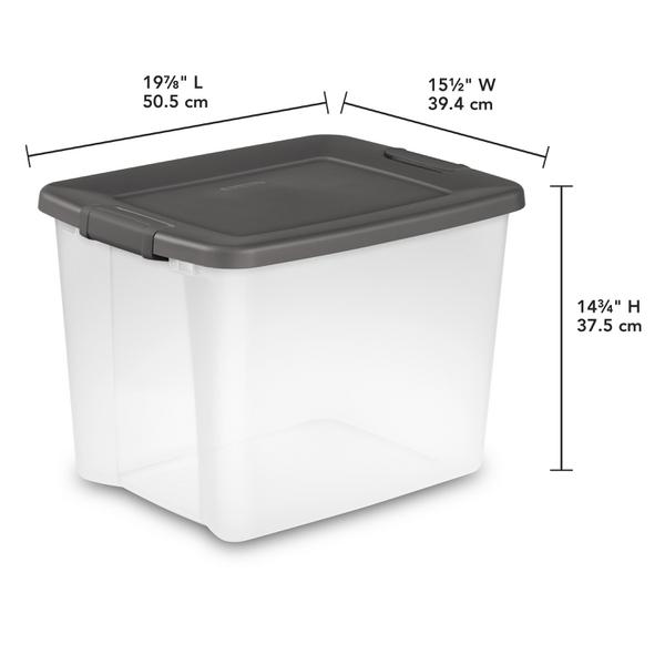 Sterilite 48 Qt Hinged Lid Storage Box, Stackable Bin with Lid, Plastic  Container to Organize Home, Office, Basement, Clear with White Lid, 6-Pack