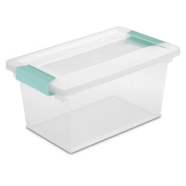 Sterilite Medium Clip Clear Storage Box With Latched Lid 19628604 - 11L x  6-5/8W x 5-3/8H - Pkg Qty 4