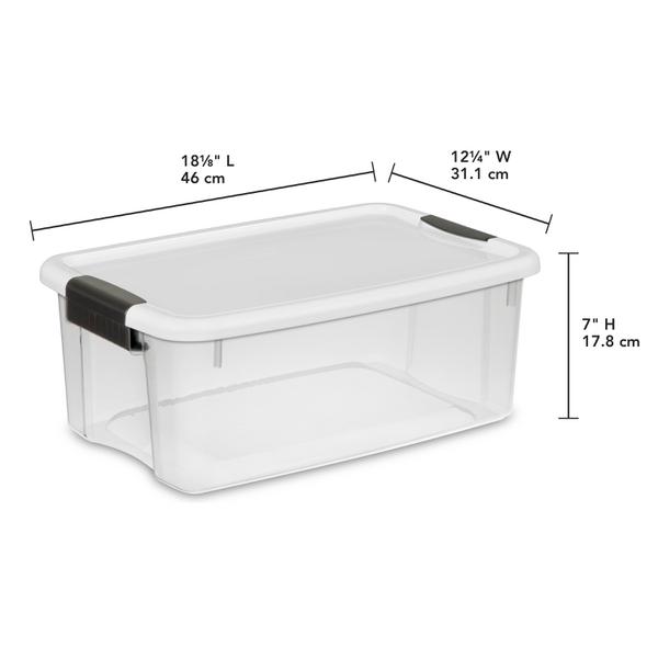 Sterilite 16 Qt Storage Box, Stackable Bin with Lid, Plastic Container to  Organize Shoes and Crafts on Closet Shelves, Clear with White Lid, 24-Pack
