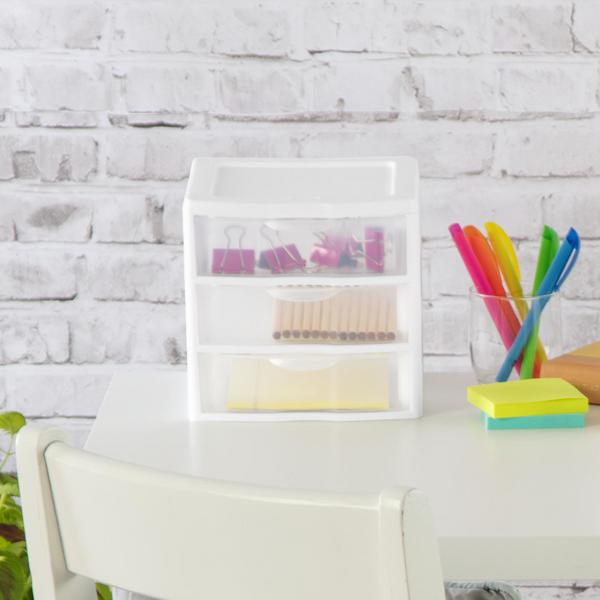  Organizer Mini 3 Drawer Wht Sm : Office Products