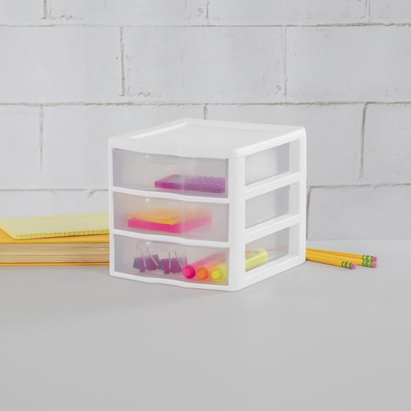 3 Drawer Storage Mini Organizer Unit Clear Plastic Cosmetic Craft Small  Pieces