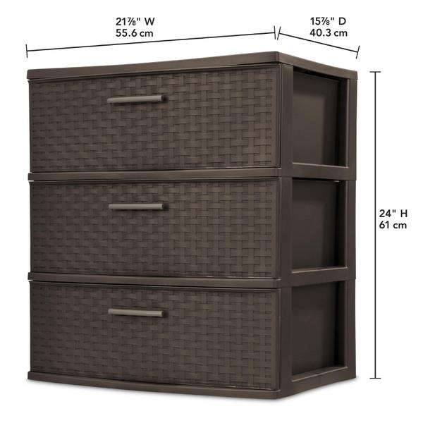 Sterilite 3 Drawer Wide Weave Tower, Cement