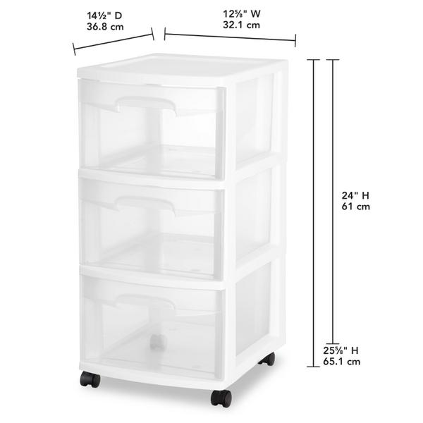 Sterilite 3 Drawer Storage Cart, Plastic Rolling Organizer with Wheels, 8  Pack, 1 Piece - Gerbes Super Markets