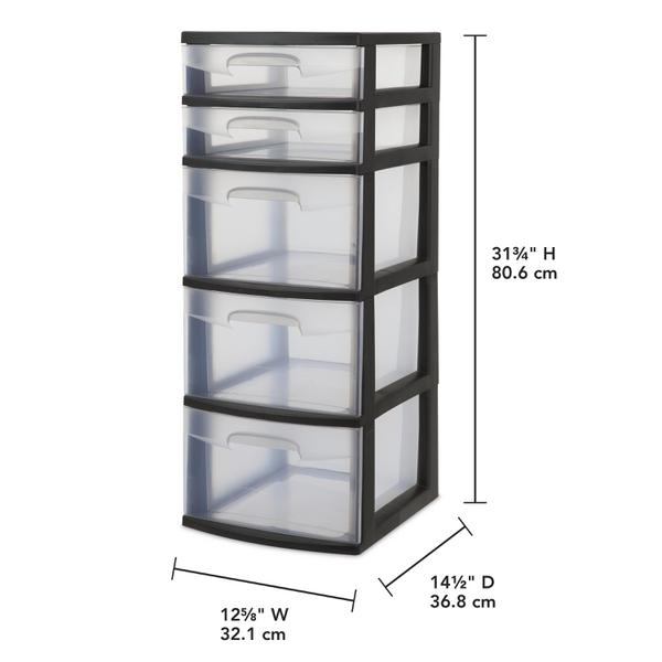Mdesign Tall Drawer Organizer Storage Tower With 5 Drawers, Light